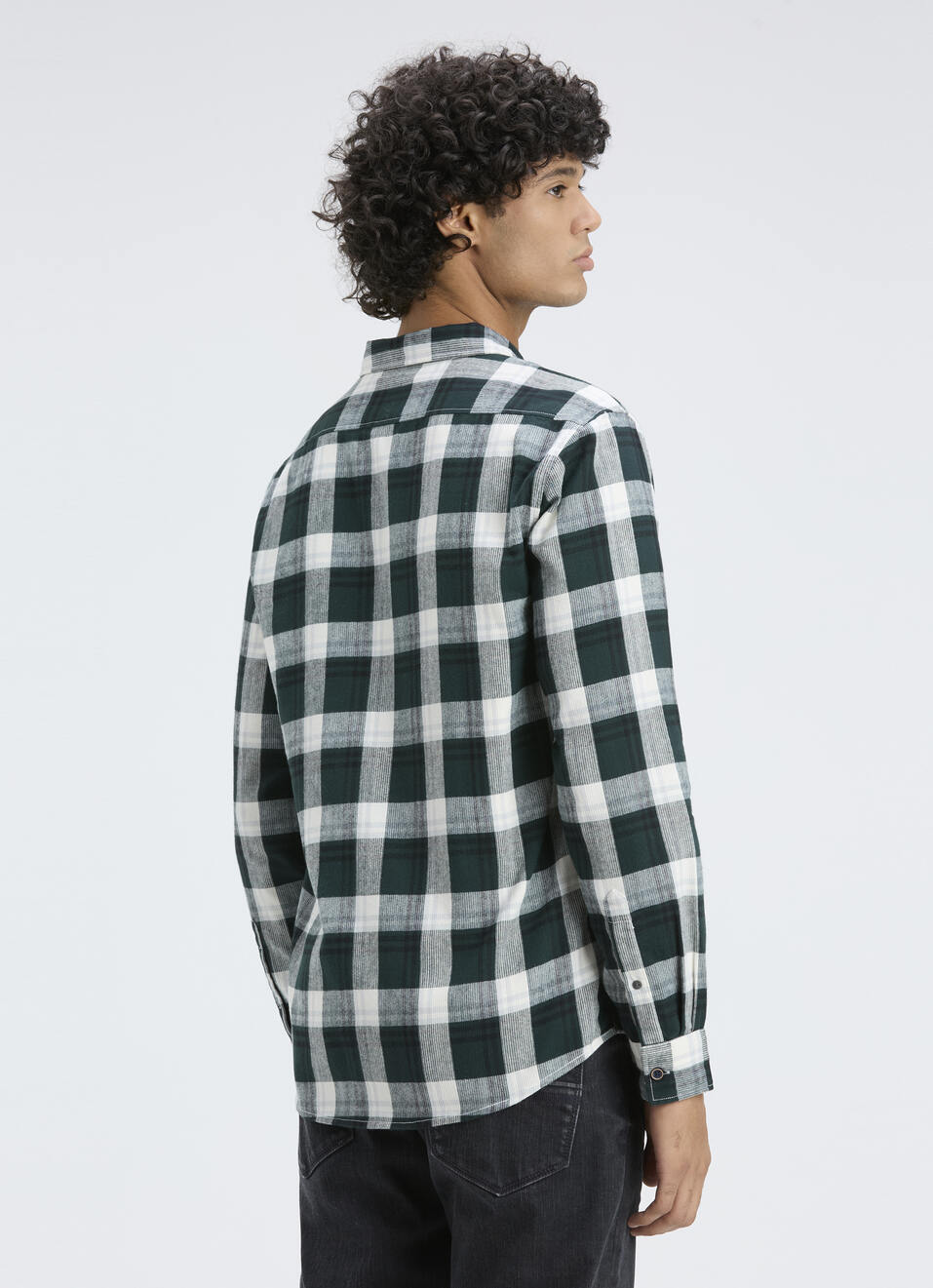 Men Green & White Large Check Full Sleeve Shirt, , large image number 2