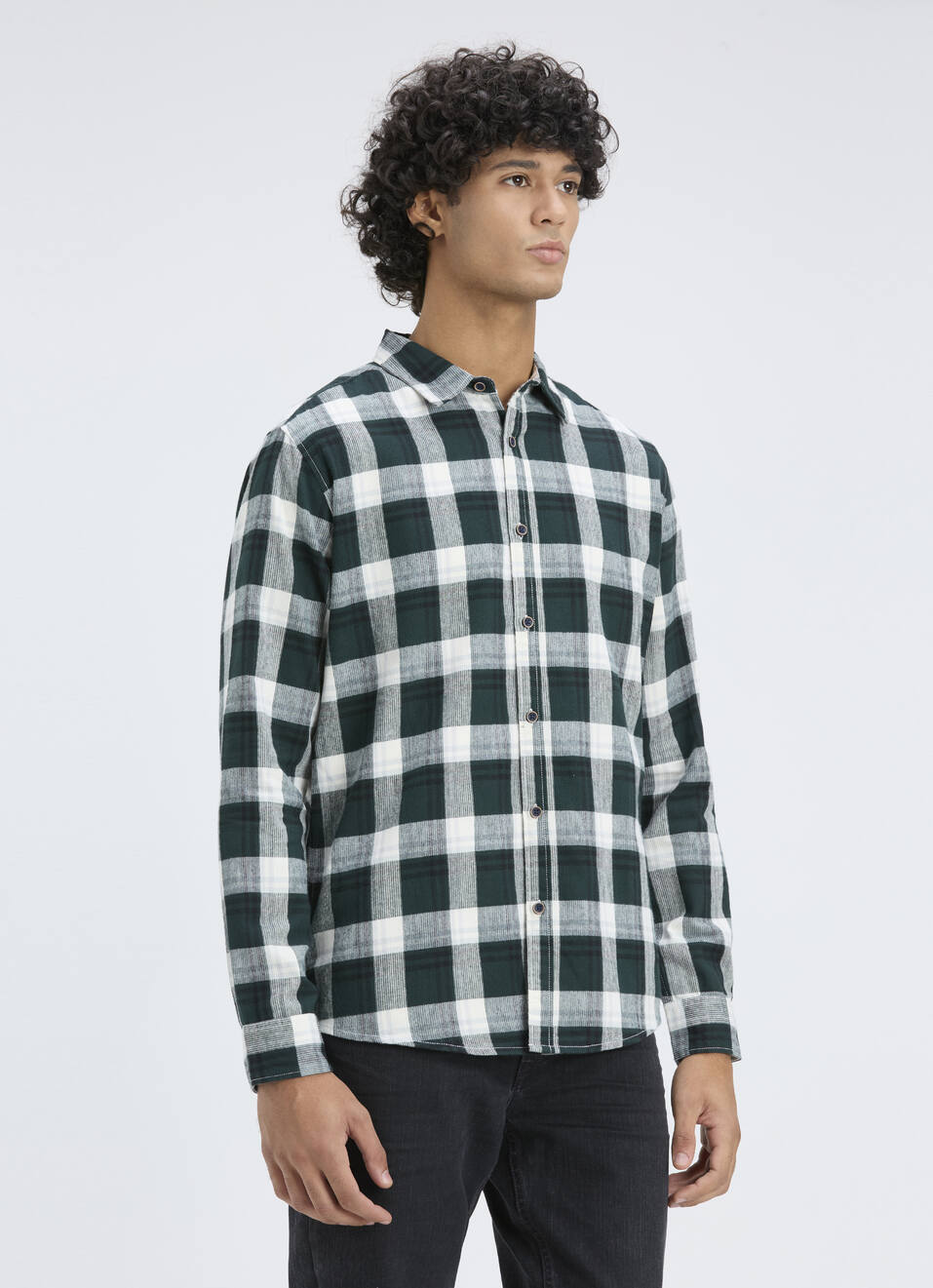 Men Green & White Large Check Full Sleeve Shirt, , large image number 3