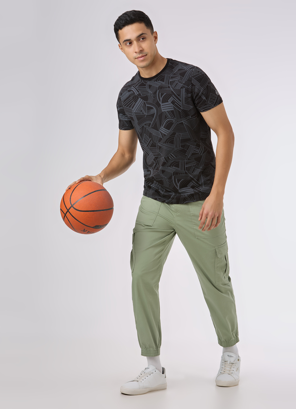 Men Black Abstract Print Short Sleeve  T-shirt, , large image number 5