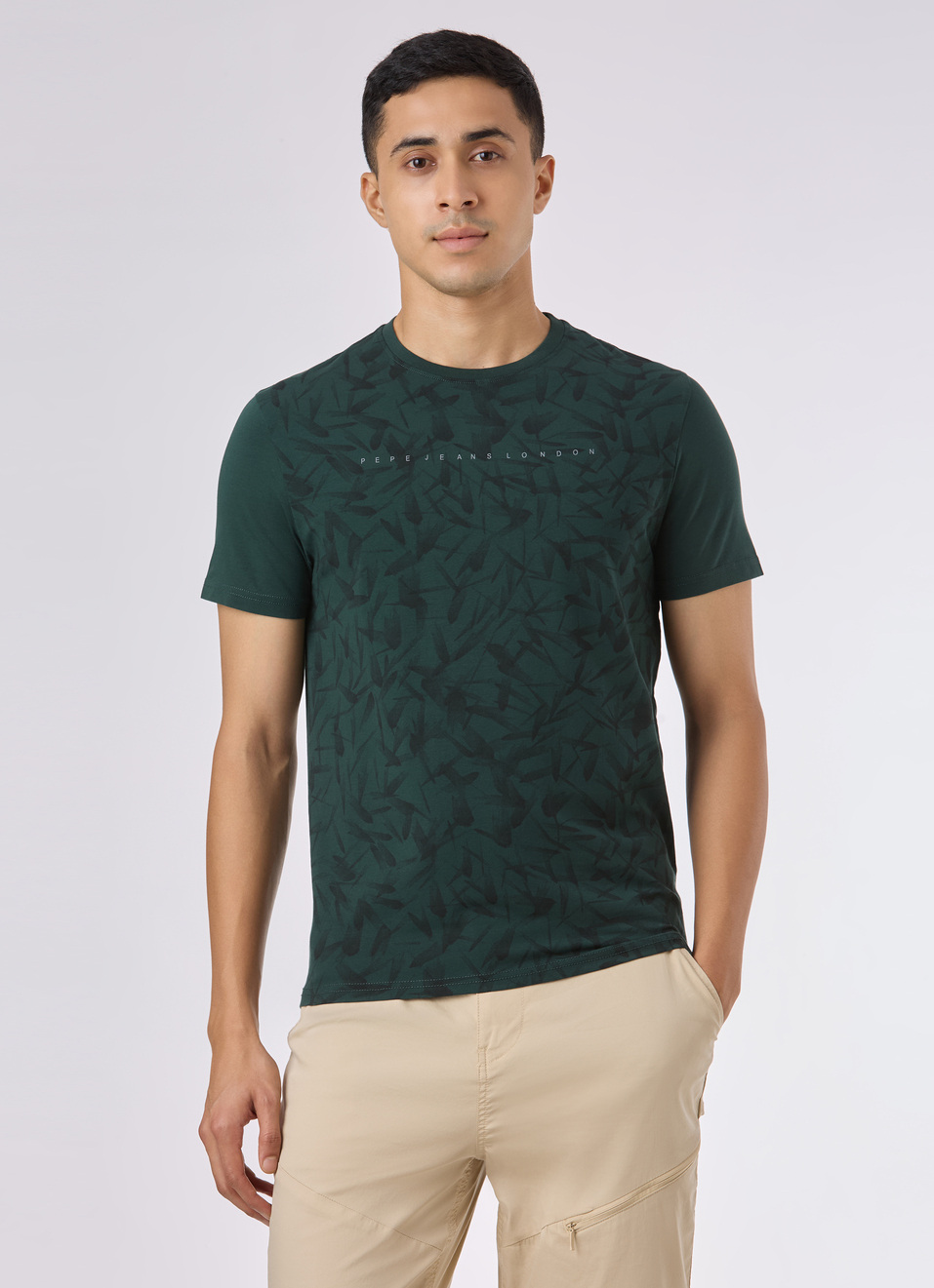 Men Green Abstract Print Short Sleeve  T-shirt, , large image number 1