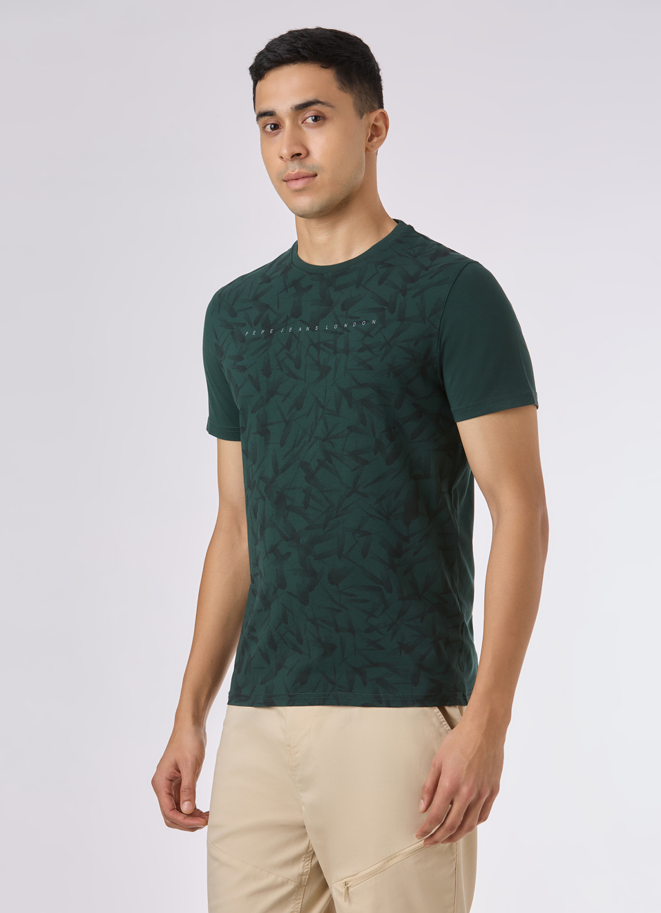 Men Green Abstract Print Short Sleeve  T-shirt, , large image number 3