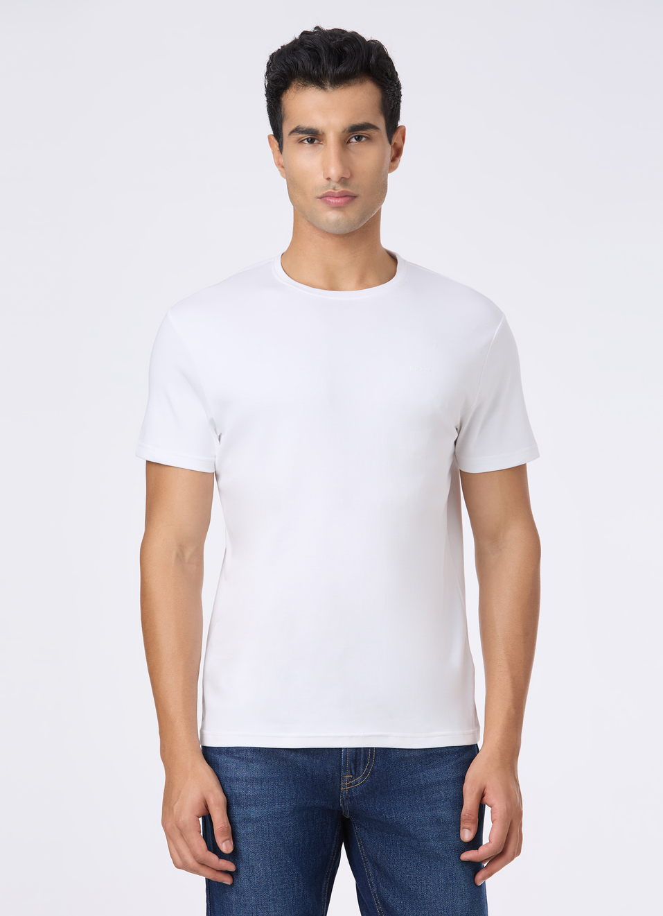Men White Supima Cotton Slim Short Sleeve T-shirt, , large image number 1