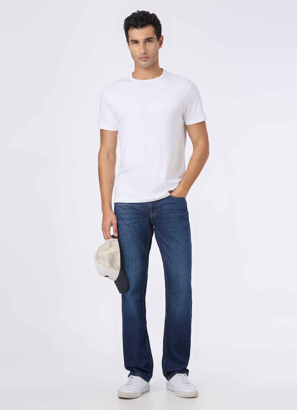 Men White Supima Cotton Slim Short Sleeve T-shirt, , large image number 5