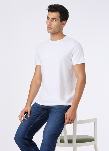 Men White Supima Cotton Slim Short Sleeve T-shirt
