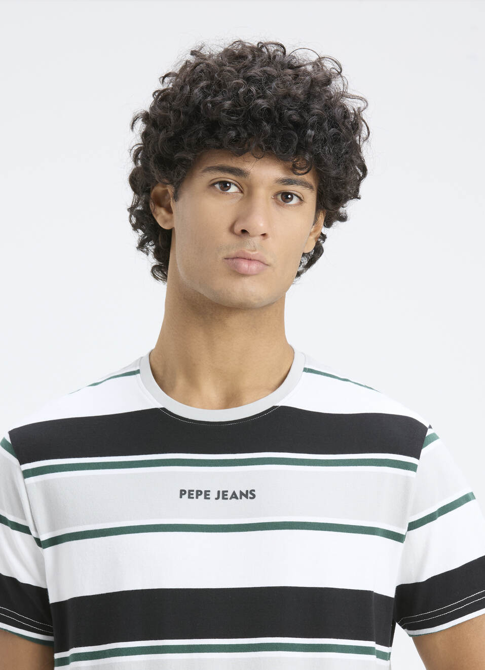 Men Black Stripe Short Sleeve Stretch T-shirt, , large image number 4