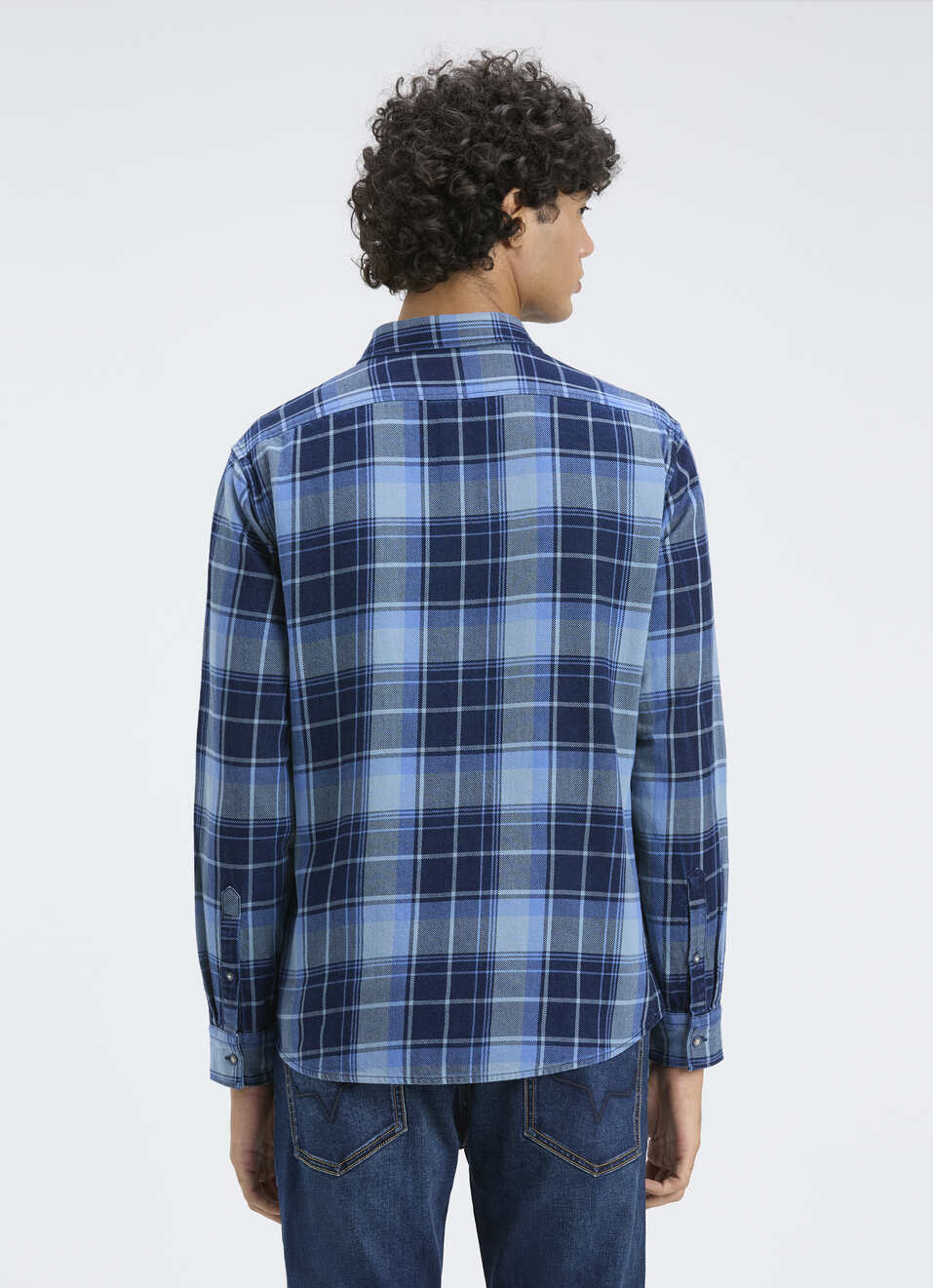 Men Indigo Check Full Sleeve Shirt, , large image number 2