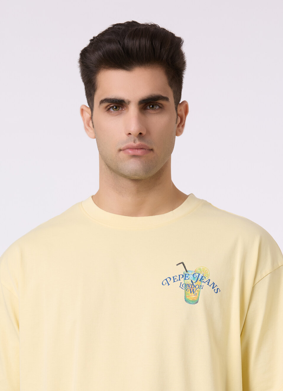 Men Yellow Back Print Short Sleeve Oversized T-shirt, , large image number 4