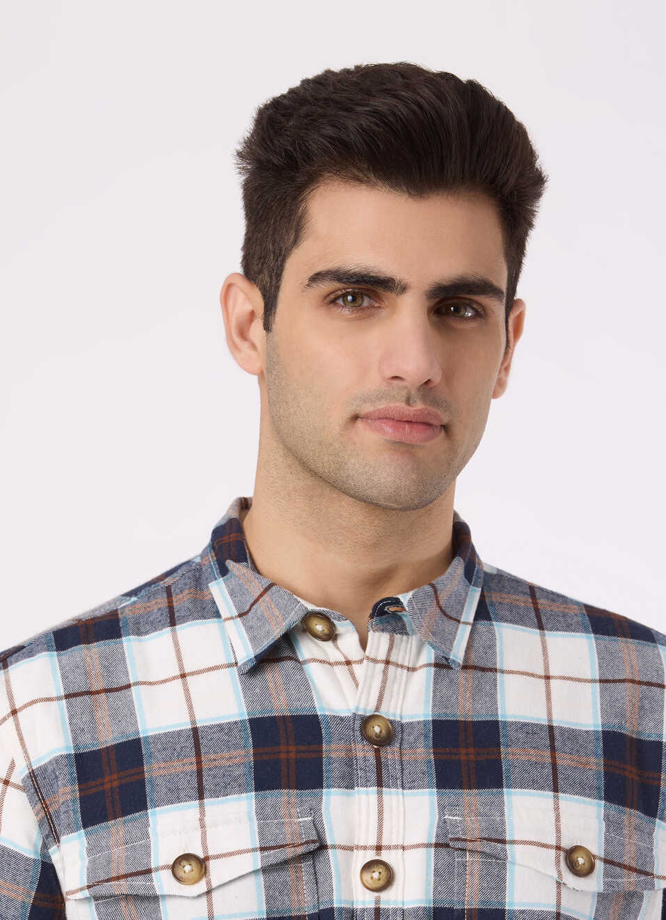 Men White Oversized Check Full Sleeve Shirt, , large image number 4