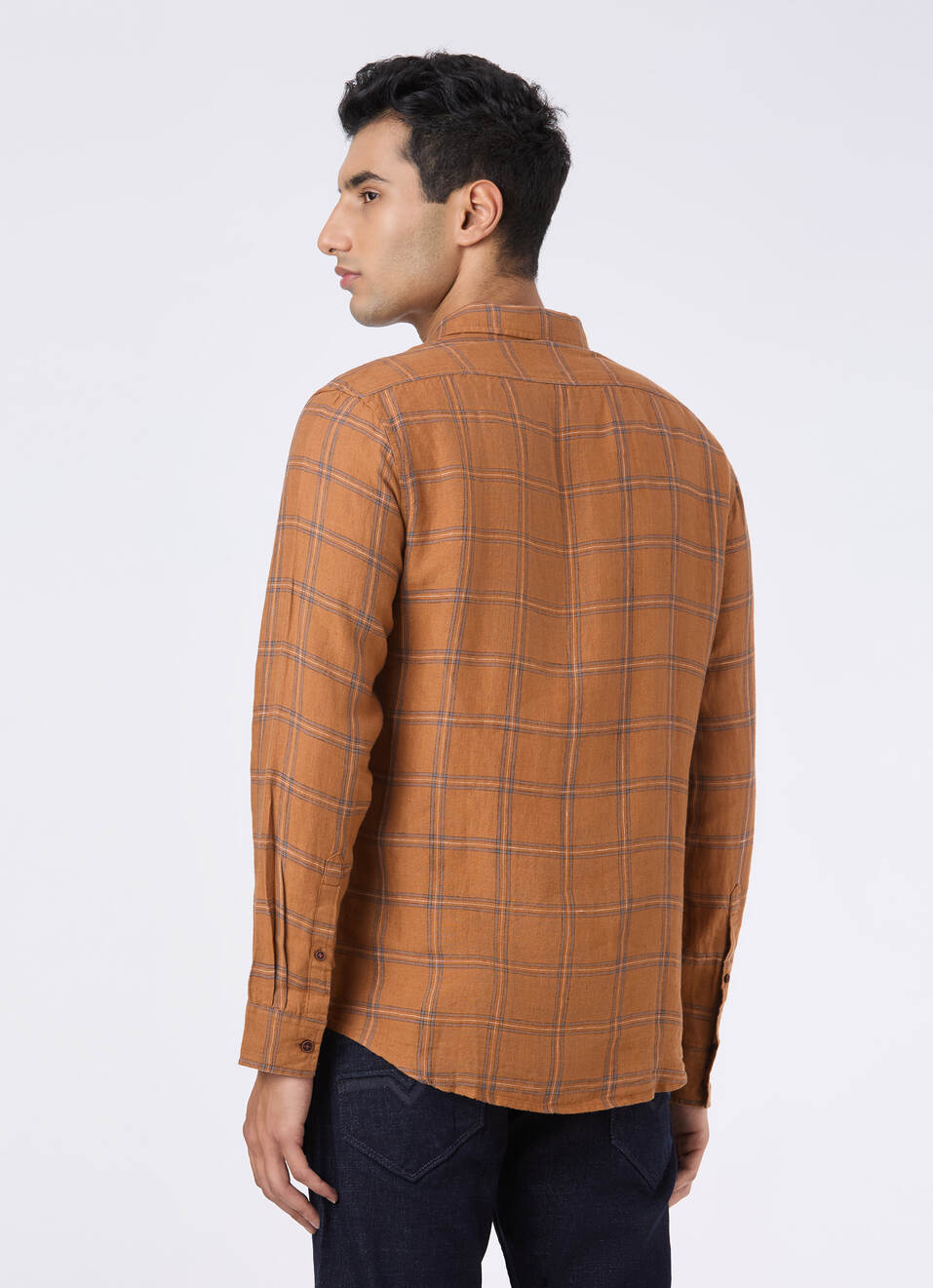 Men Brown Check Full Sleeve Shirt, , large image number 2