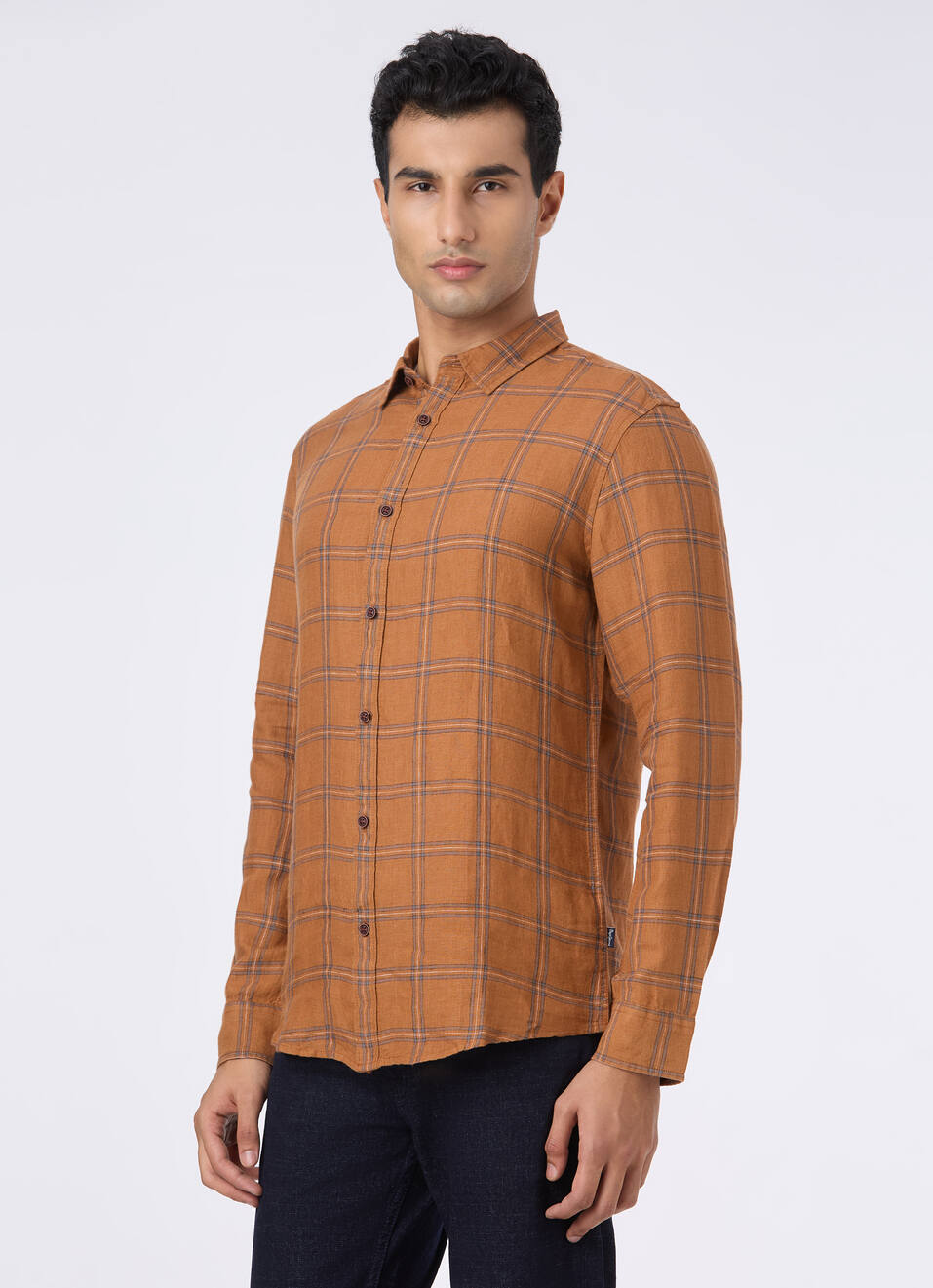 Men Brown Check Full Sleeve Shirt, , large image number 3