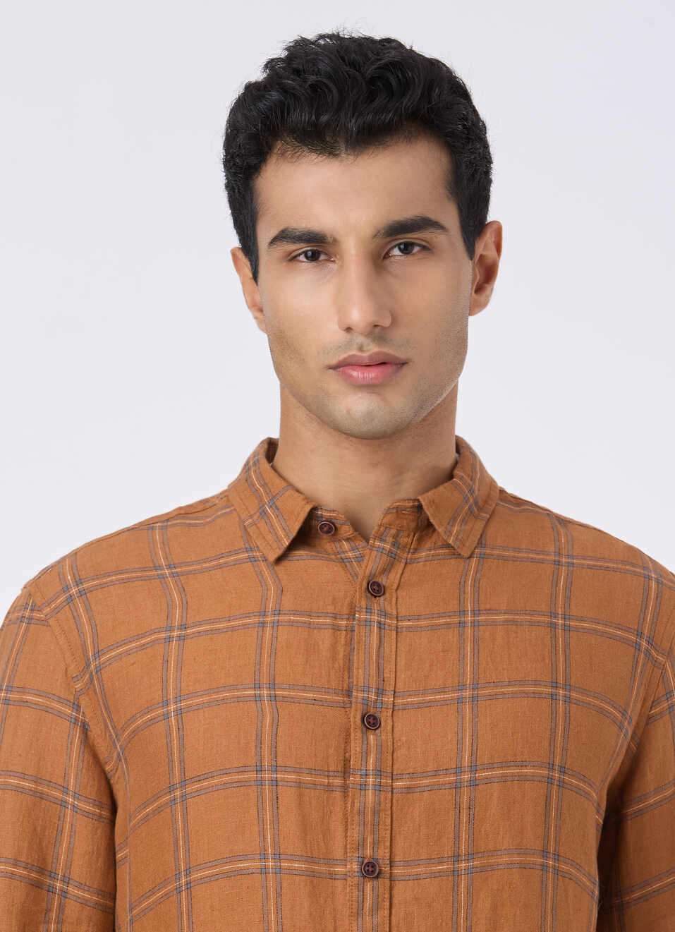 Men Brown Check Full Sleeve Shirt, , large image number 4