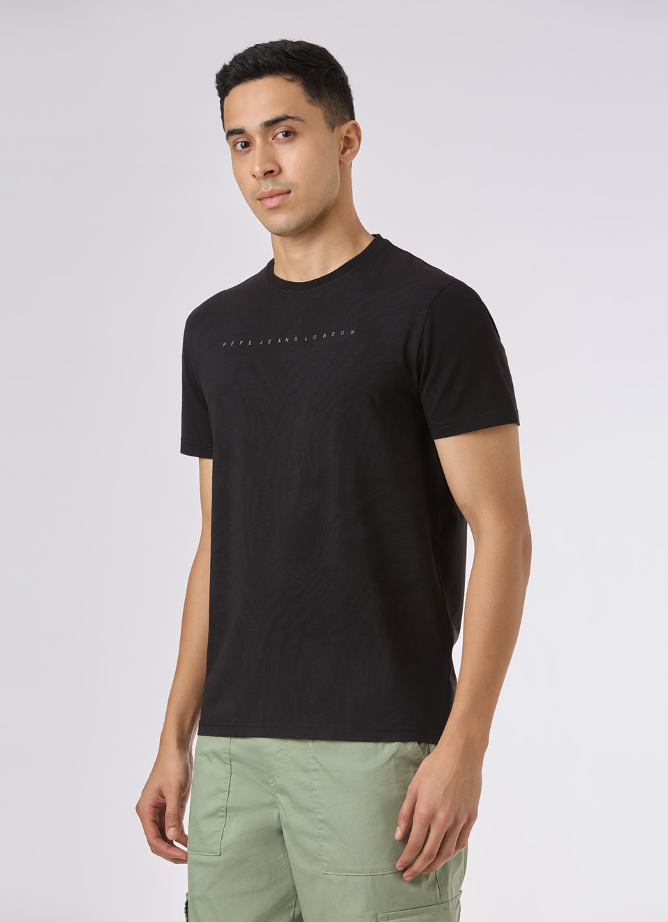 Men Black Abstract Print Short Sleeve  T-shirt, , large image number 3