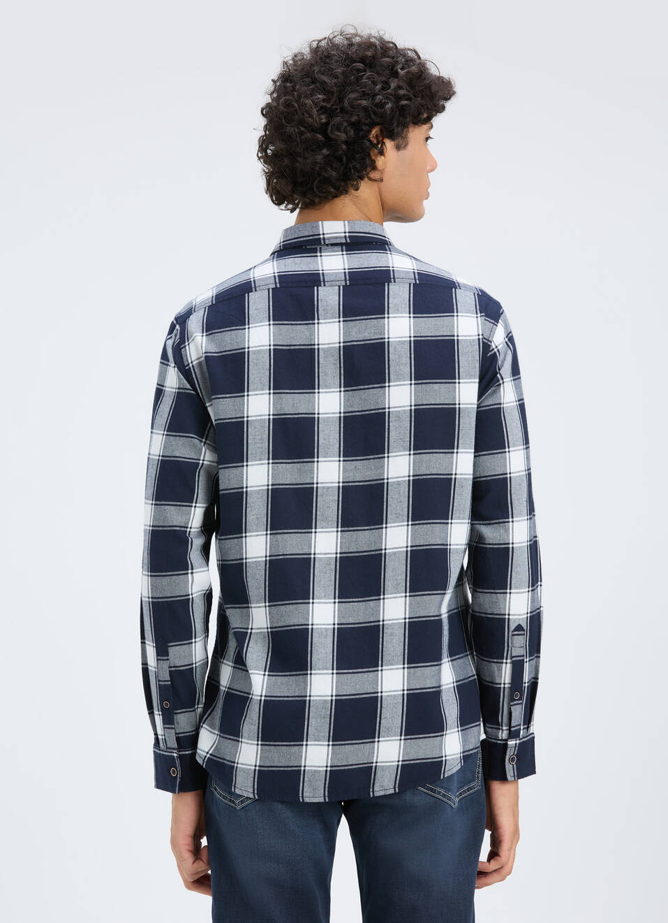 Men Navy Check Full Sleeve Shirt, , large image number 2