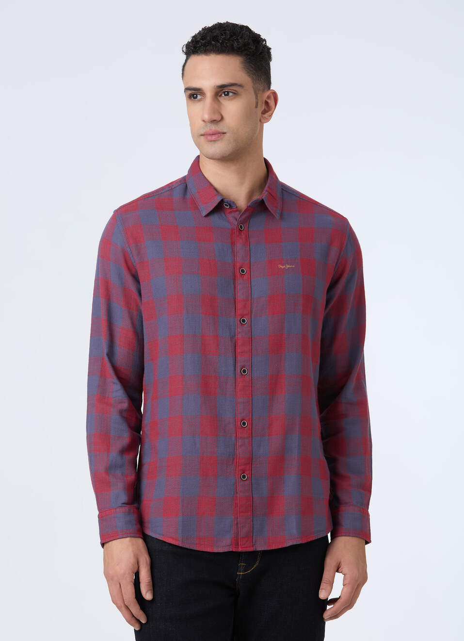Men Red Check Full Sleeve Shirt, , large image number 1