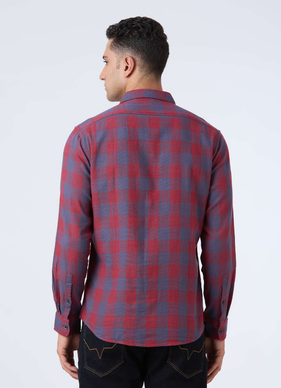 Men Red Check Full Sleeve Shirt, , large image number 2