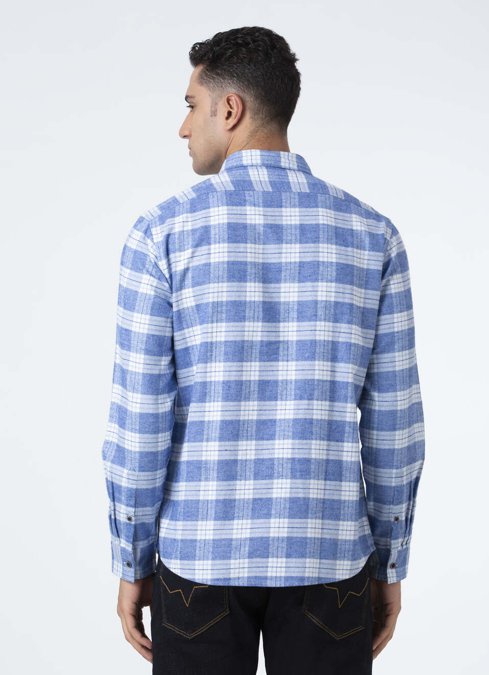 Men Blue Check Full Sleeve Shirt, , large image number 2