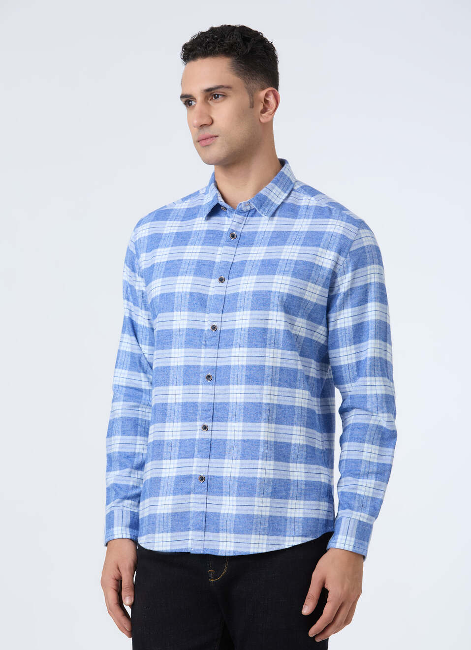 Men Blue Check Full Sleeve Shirt, , large image number 3