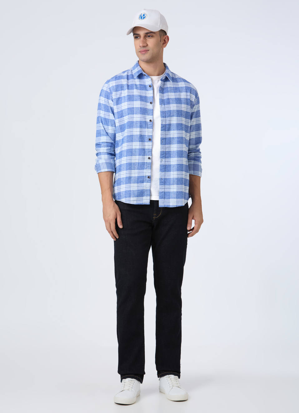 Men Blue Check Full Sleeve Shirt, , large image number 5