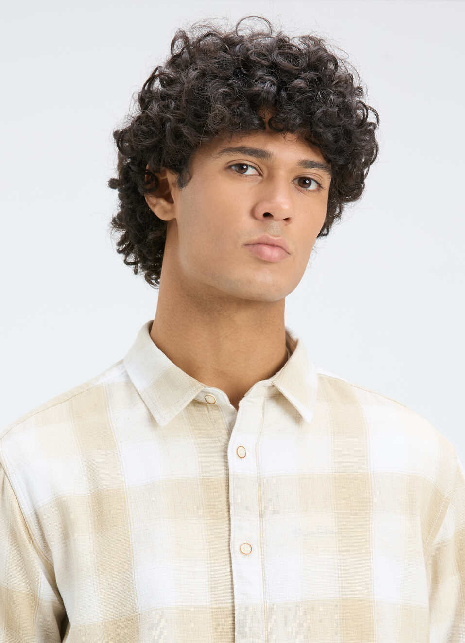 Men Natural Beige Check Full Sleeve Shirt, , large image number 4