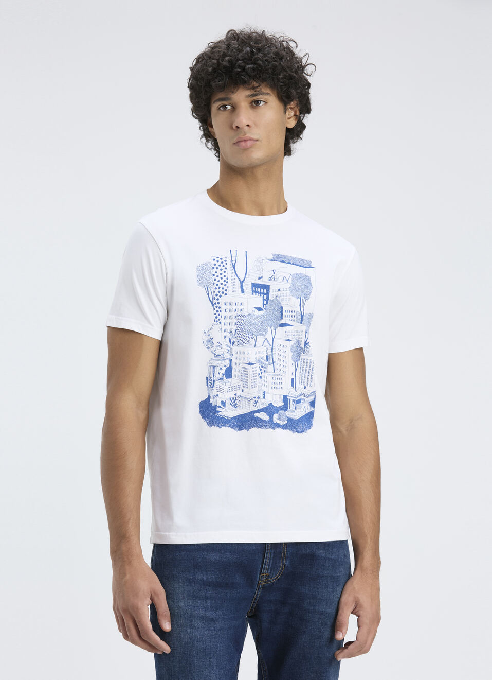 Men White Graphic Print Short Sleeve  T-shirt, , large image number 1