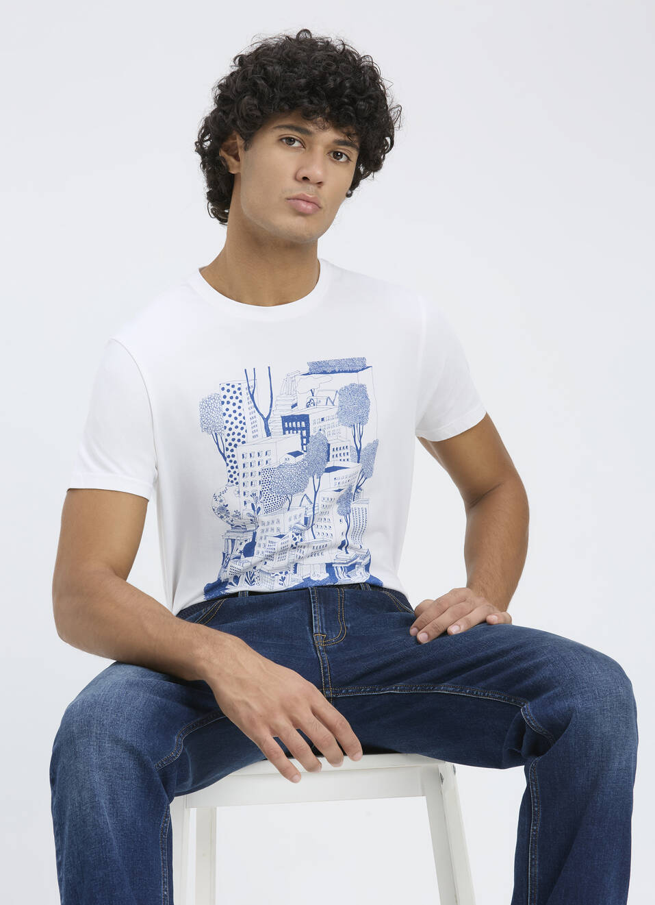 Men White Graphic Print Short Sleeve  T-shirt, , large image number 0