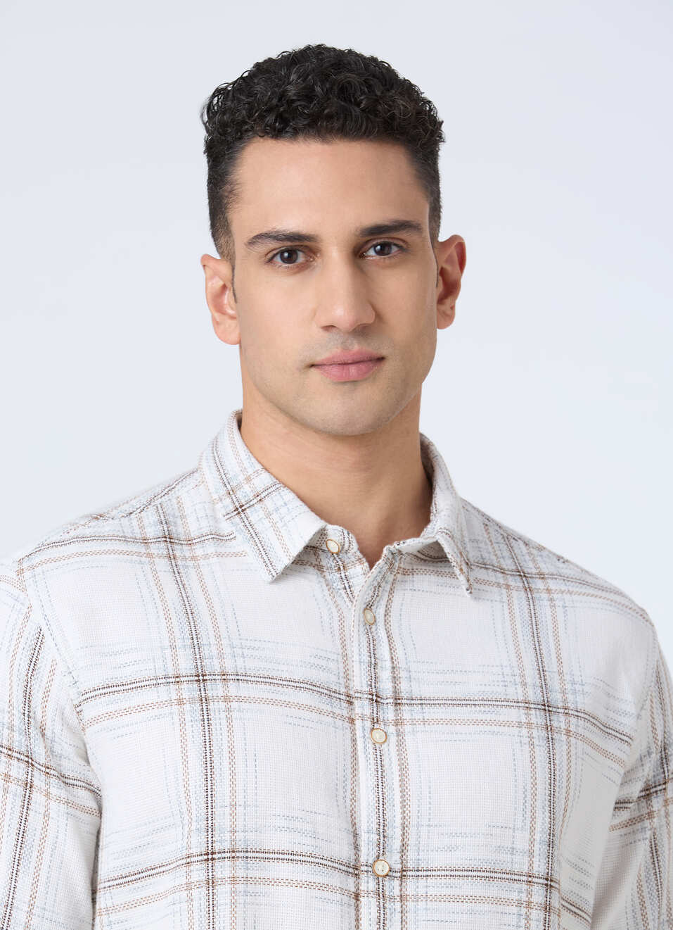 Men White Check Full Sleeve Shirt, , large image number 4