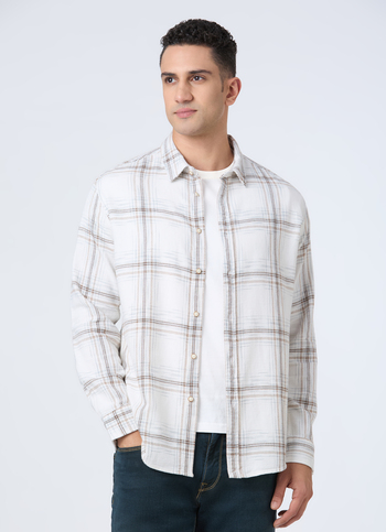 Men White Check Full Sleeve Shirt