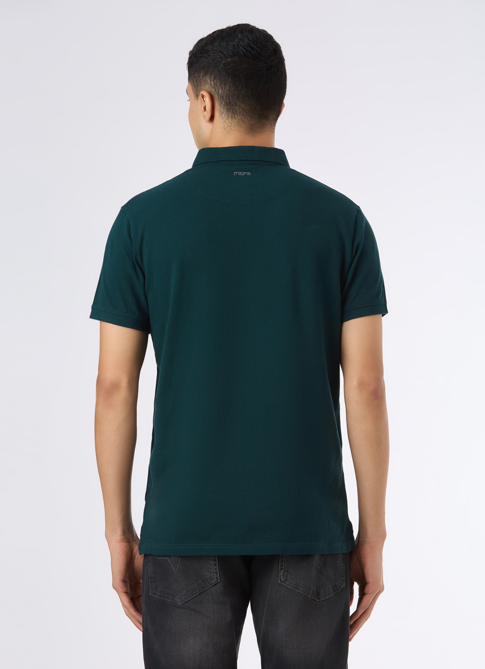 Men Teal Blue Short Sleeve Stretch Polo, , large image number 2