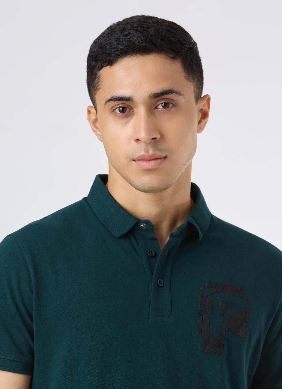 Men Teal Blue Short Sleeve Stretch Polo, , large image number 4