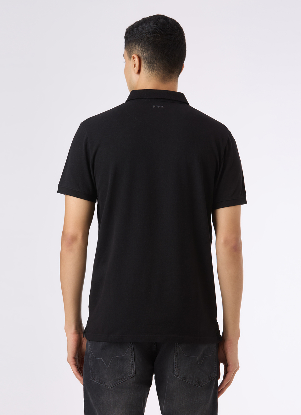Men Black Short Sleeve Stretch Polo, , large image number 2