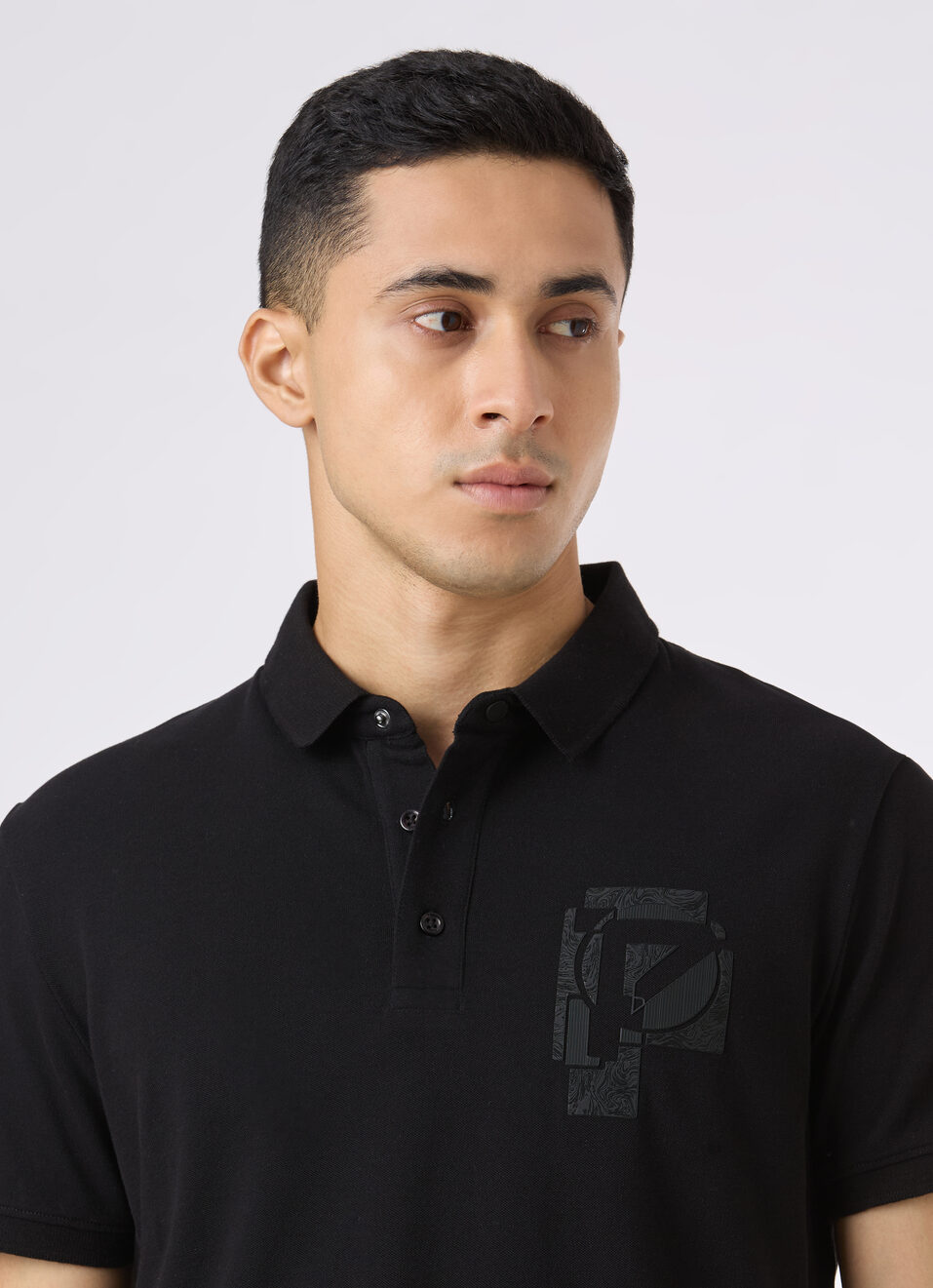 Men Black Short Sleeve Stretch Polo, , large image number 4