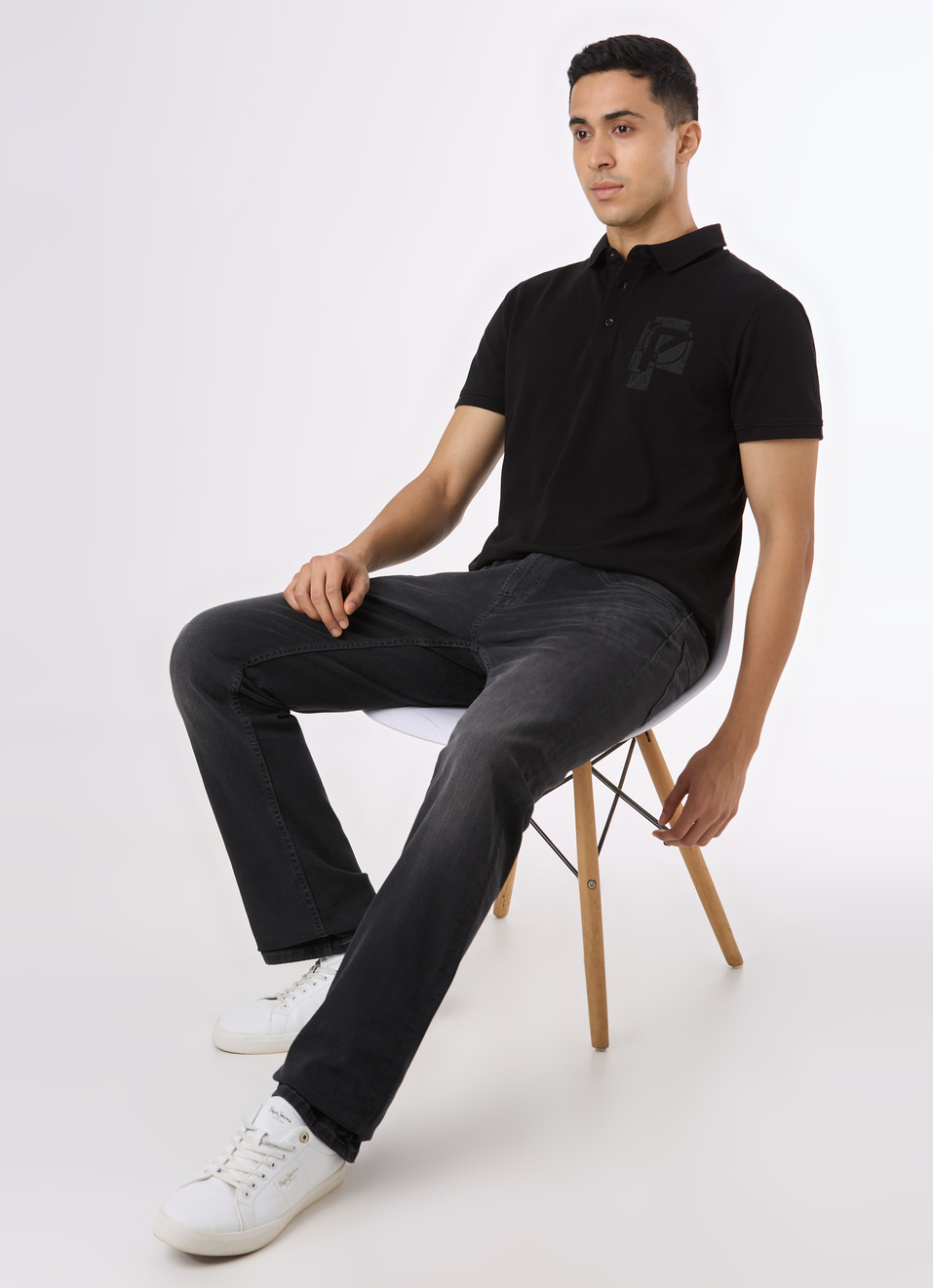 Men Black Short Sleeve Stretch Polo, , large image number 5