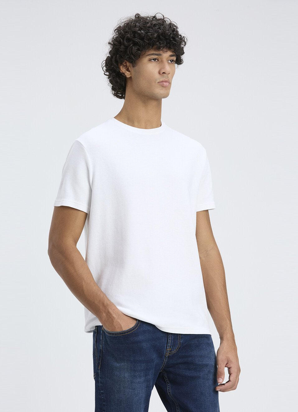 Men White Ottoman Stripe Short Sleeve T-shirt, , large image number 3