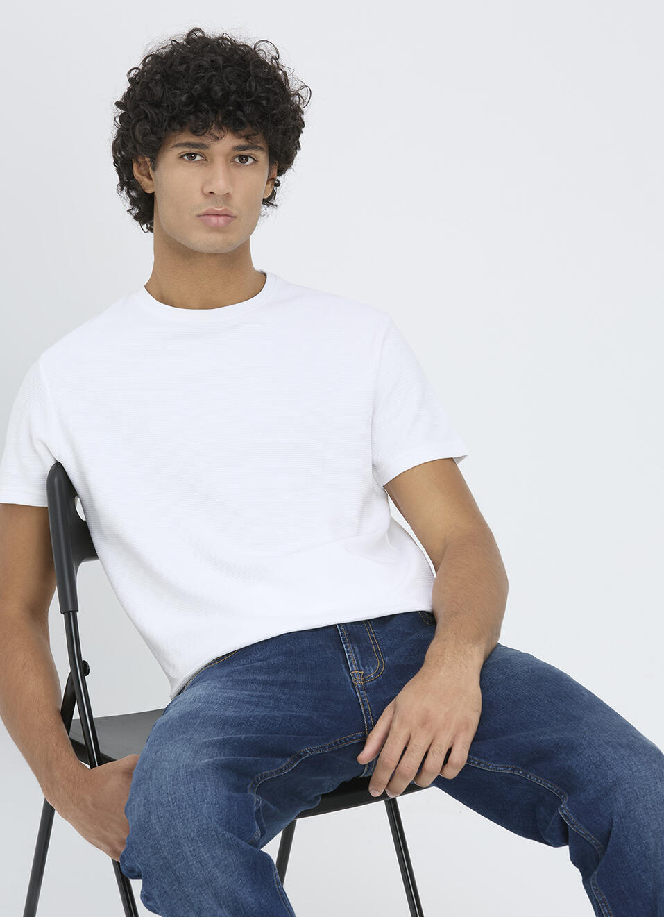 Men White Ottoman Stripe Short Sleeve T-shirt, , large image number 0