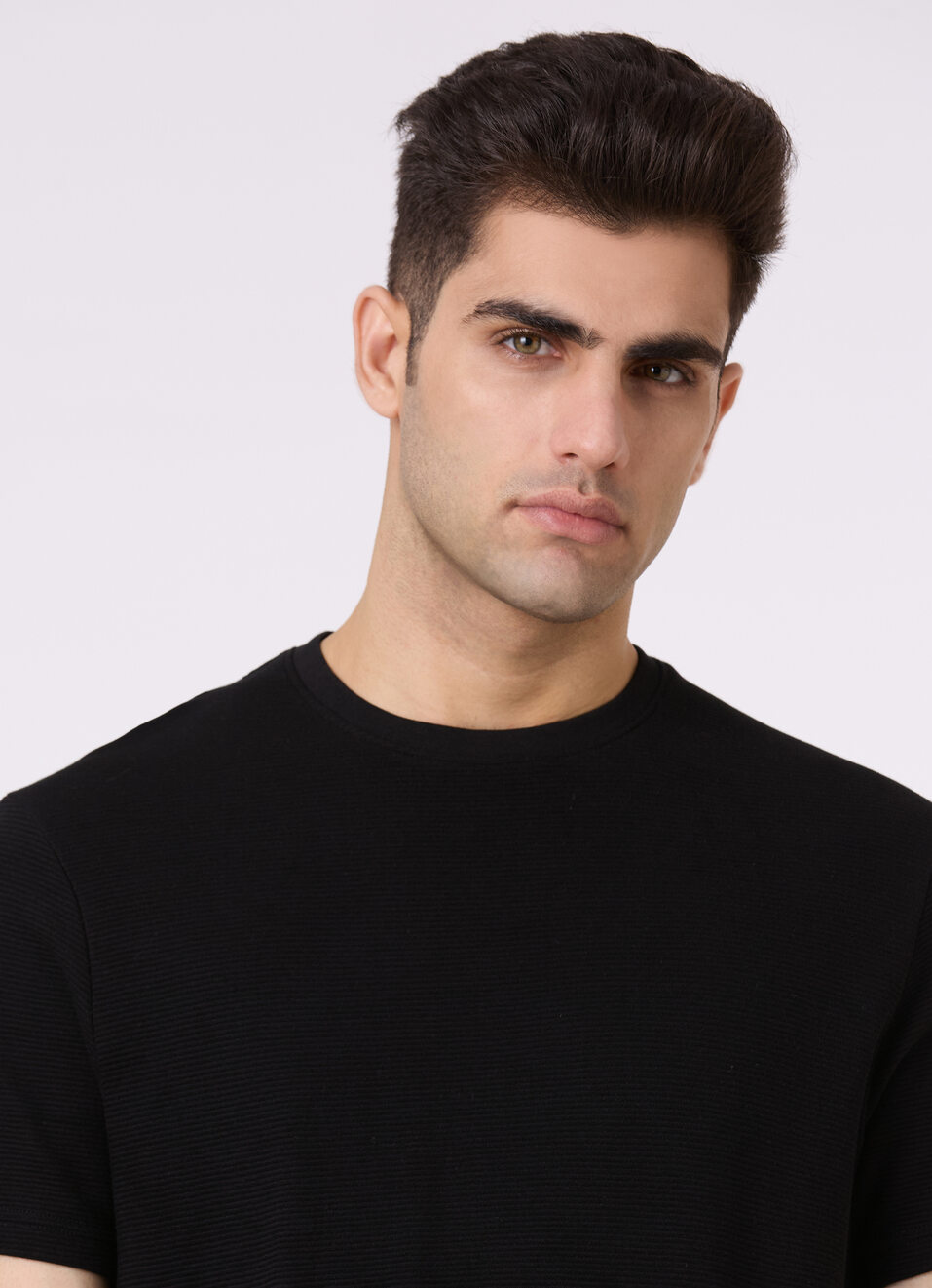 Men Black Ottoman Stripe Short Sleeve T-shirt, , large image number 4