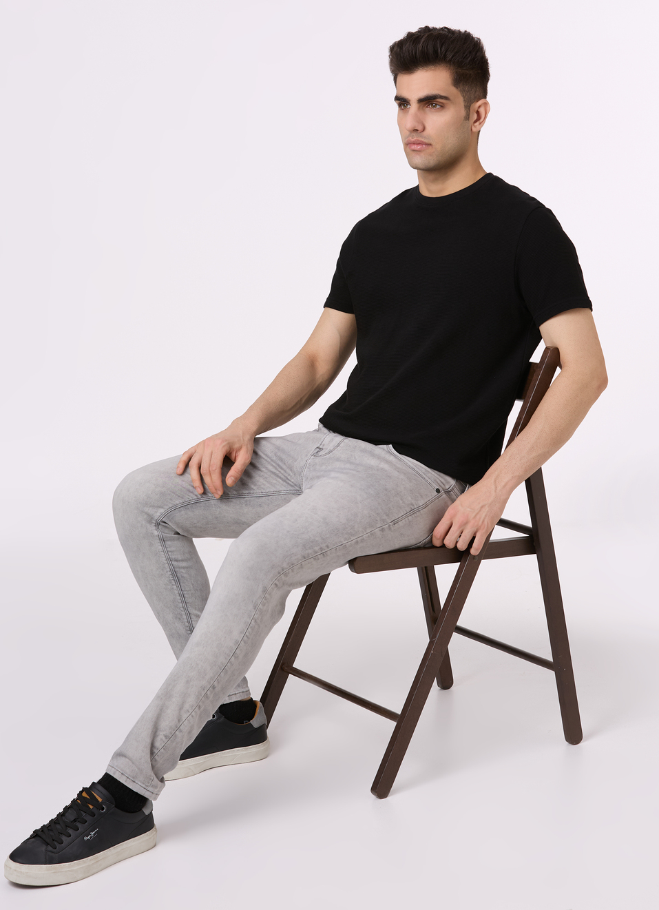 Men Black Ottoman Stripe Short Sleeve T-shirt, , large image number 5