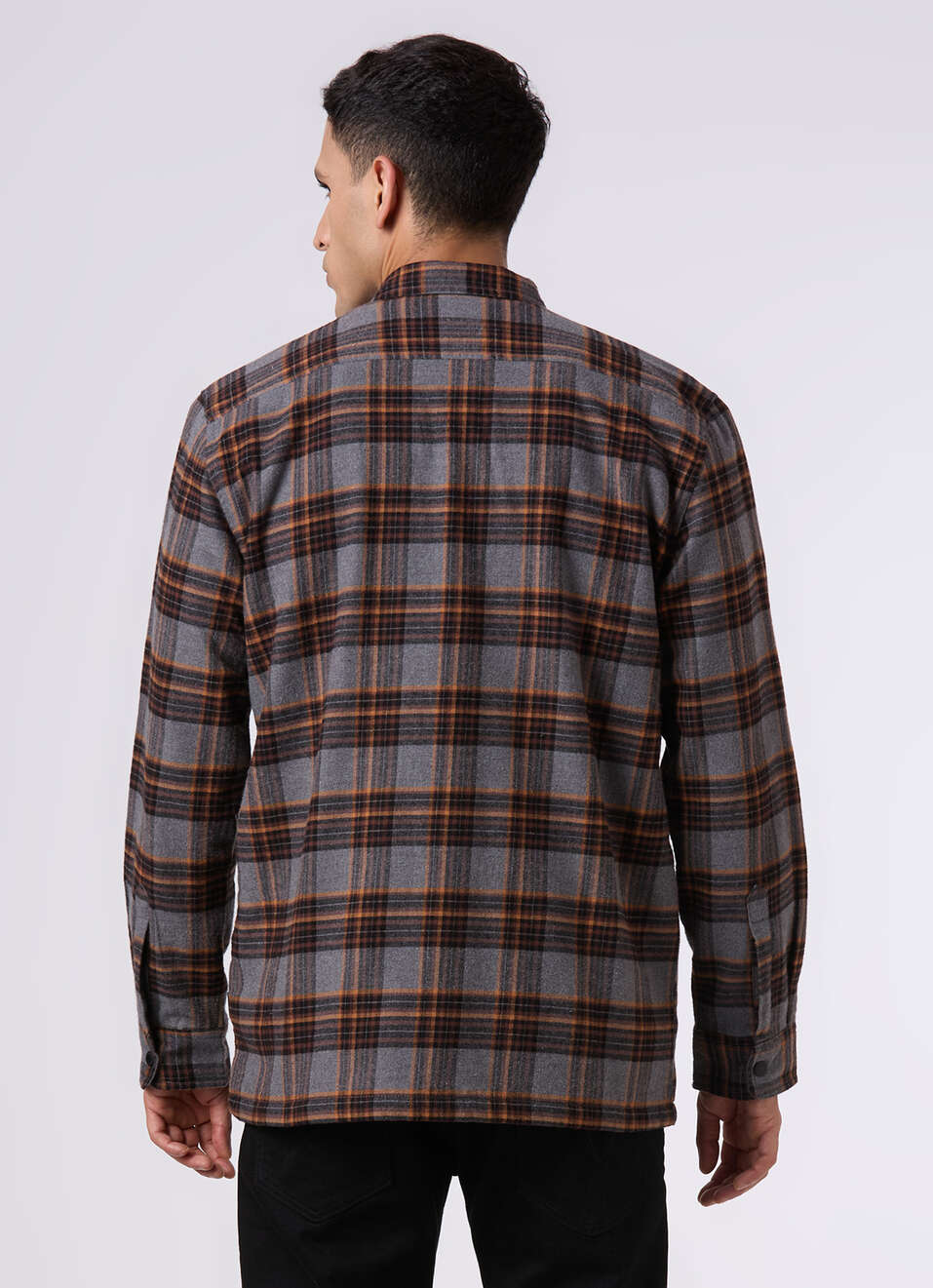 Men Oversized Grey Checked Shacket, , large image number 2