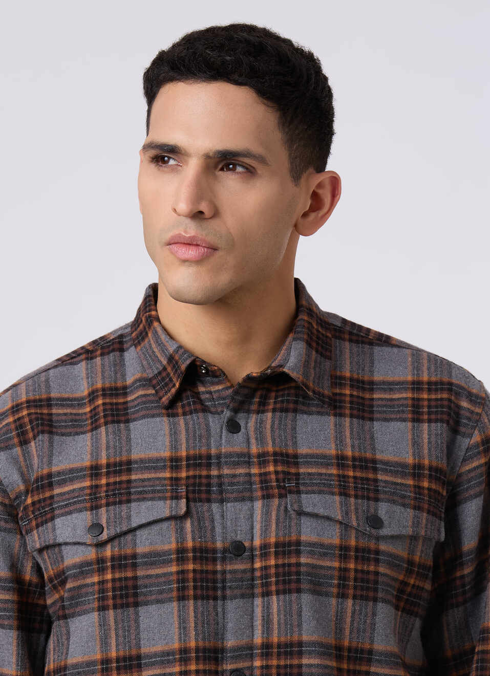 Men Oversized Grey Checked Shacket, , large image number 4