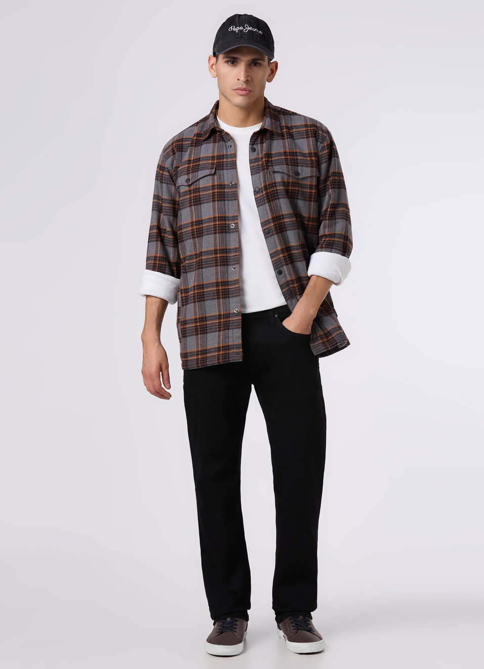 Men Oversized Grey Checked Shacket, , large image number 5