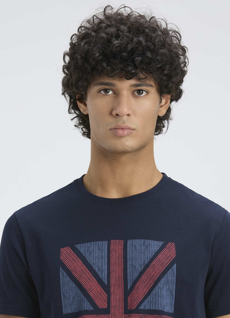 Men Navy Union Jack Print Short Sleeve T-shirt, , large image number 4