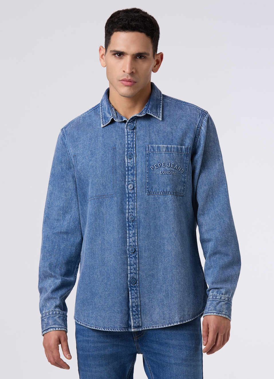 Men Blue Regular Fit Full Sleeve Denim Shirt, , large image number 1