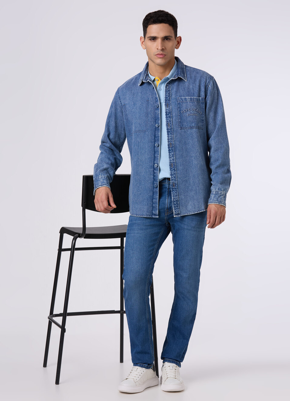 Men Blue Regular Fit Full Sleeve Denim Shirt, , large image number 5