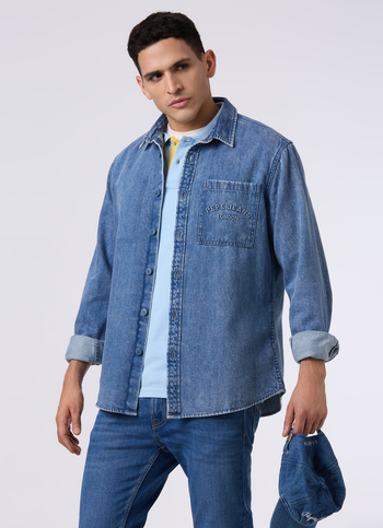 Men Blue Regular Fit Full Sleeve Denim Shirt
