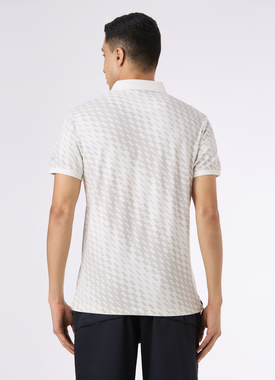 Men Ecru Abstract Print Short Sleeve Stretch Polo, , large image number 2