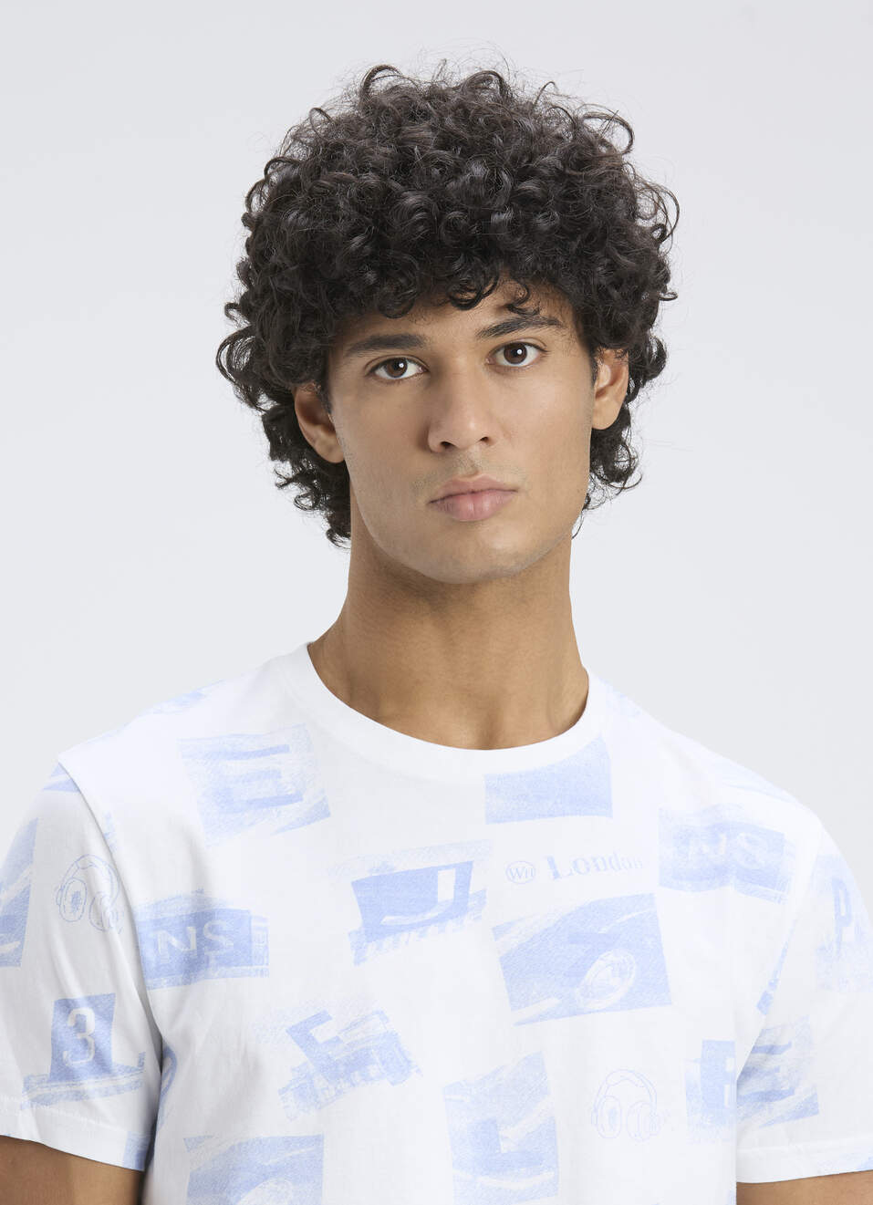 Men Sky Blue All Over Print Short Sleeve T-shirt, , large image number 4