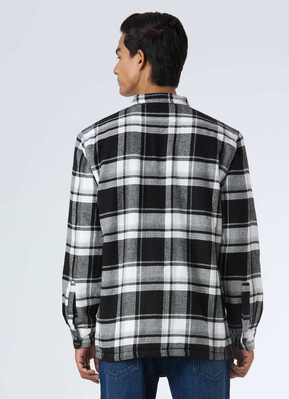 Men Black & White Oversized Check Full Sleeve Shirt, , large image number 2