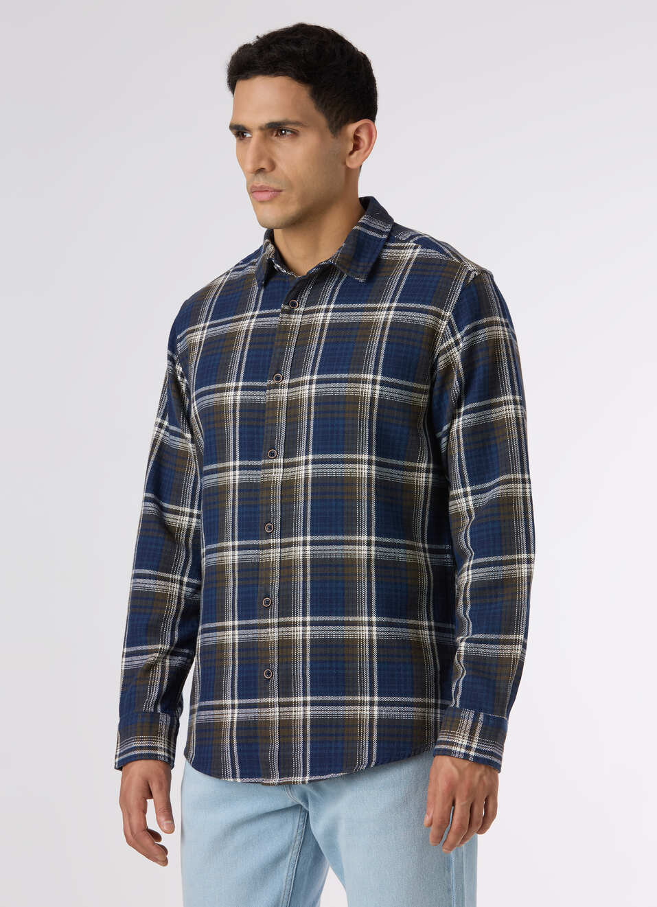 Men Blue Regular Fit Checked Casual Shirt, , large image number 3