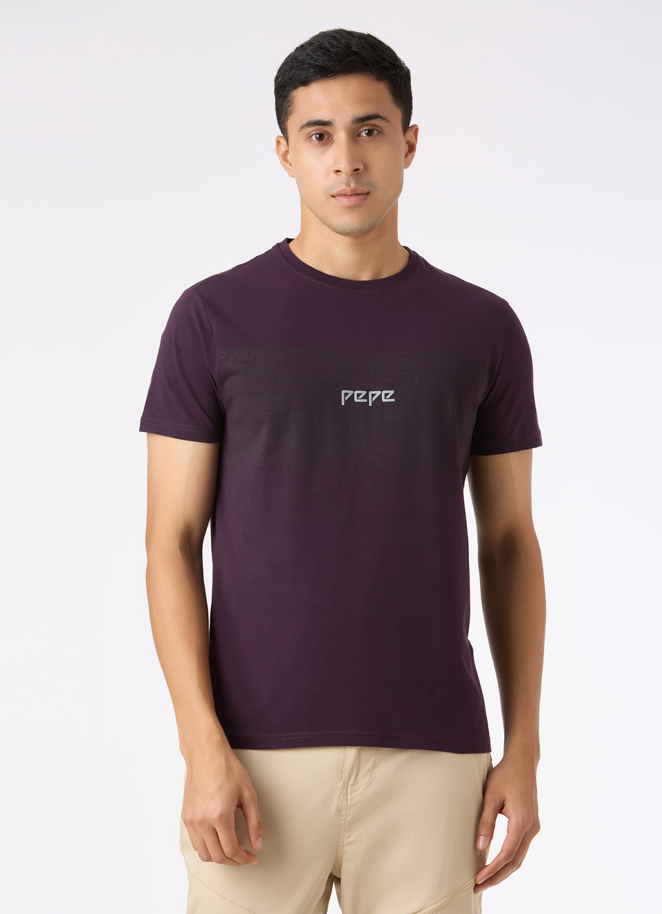 Men  Purple Abstract Print Short Sleeve T-shirt, , large image number 1