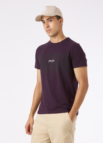 Men  Purple Abstract Print Short Sleeve T-shirt