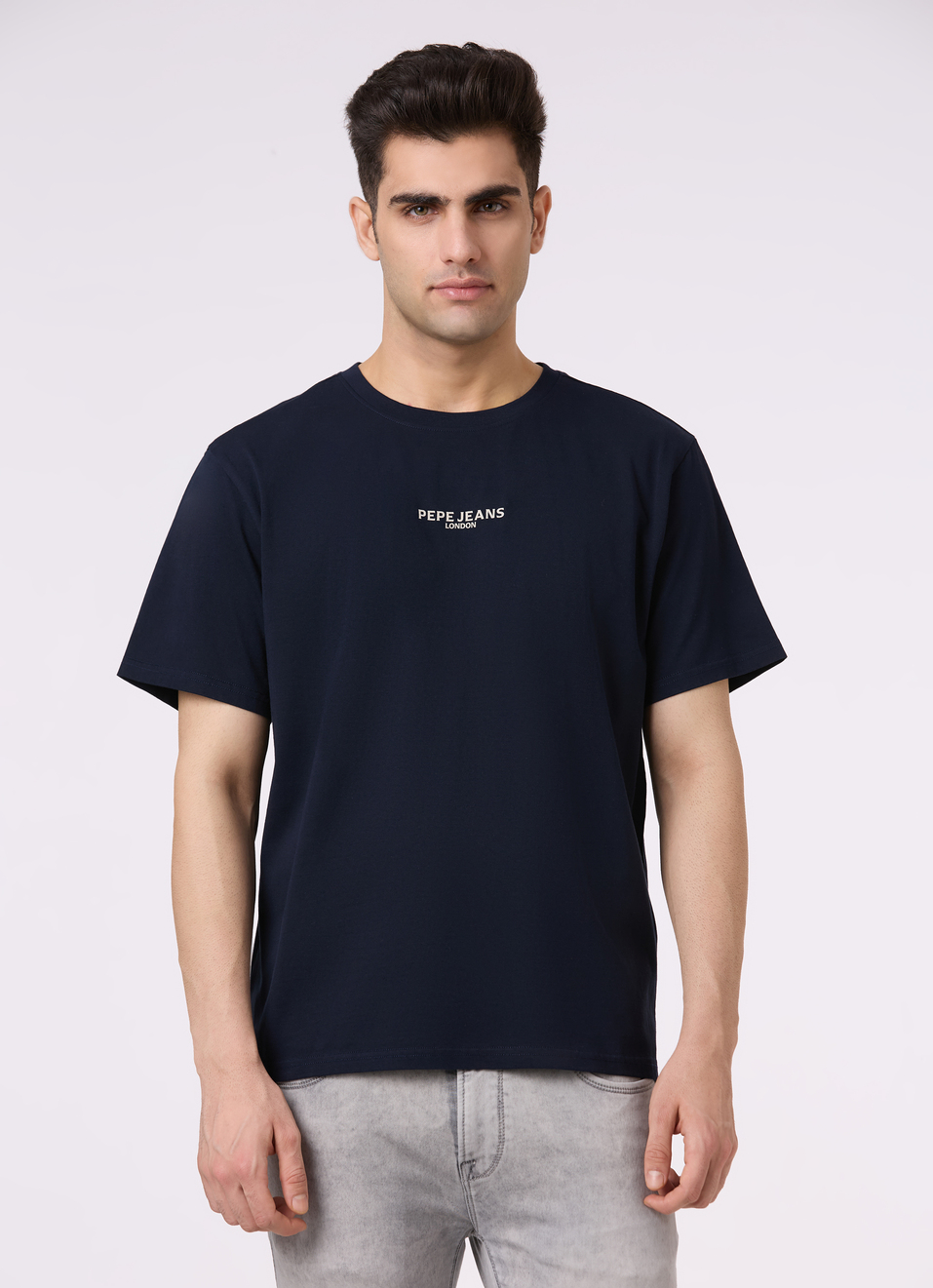 Men Navy Back Print Relaxed Fit Short Sleeve T-shirt, , large image number 1